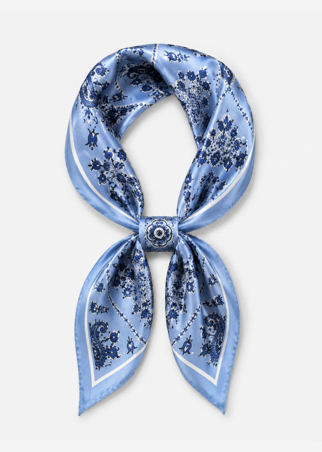 Neckerchief with geometric ornament print - blue