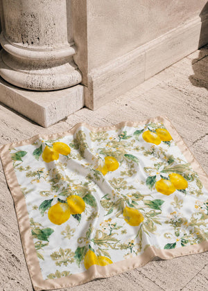 Halstuch mit Lemon-Print - beige