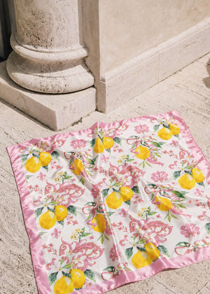 Halstuch mit Lemon-Print - rosa