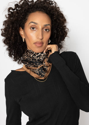 Halstuch mit Leo-Print - braun