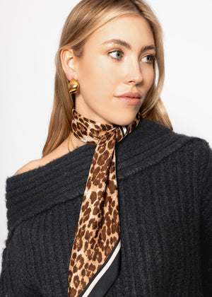 Halstuch mit Leoparden Muster - beige