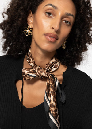 Halstuch mit Leoparden Muster - beige