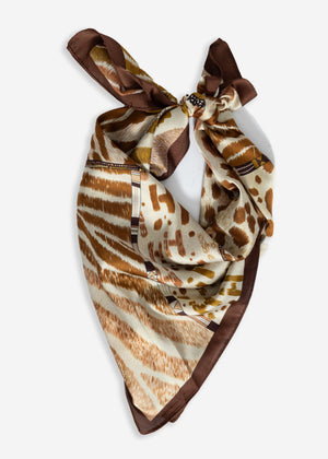 Halstuch mit verschiedenen Animal-Prints - braun