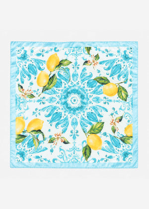 Halstuch mit Zitronen-Print - blau