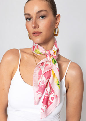 Halstuch mit Zitronen-Print - pink