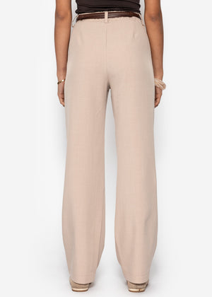 High-waisted trousers with straight leg - beige