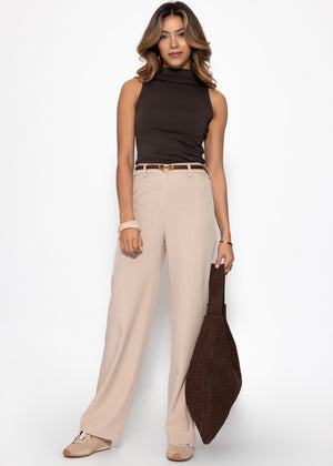 High-waisted trousers with straight leg - beige