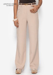 High-waisted trousers with straight leg - beige