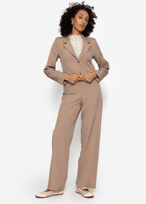 High Waist Hose mit geradem Bein - dunkelbeige