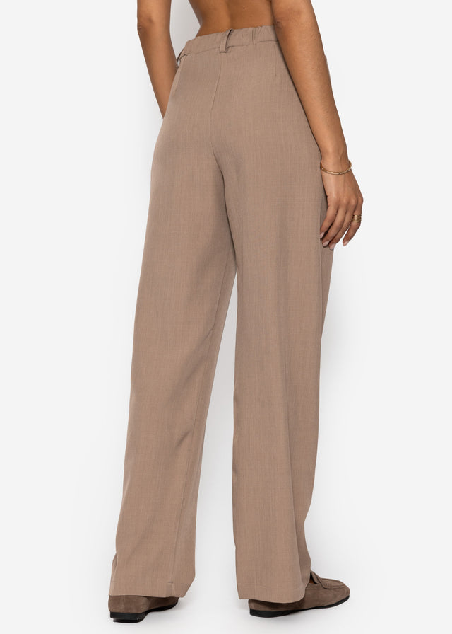 High-waisted straight-leg trousers - dark beige
