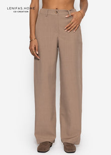 High Waist Hose mit geradem Bein - dunkelbeige