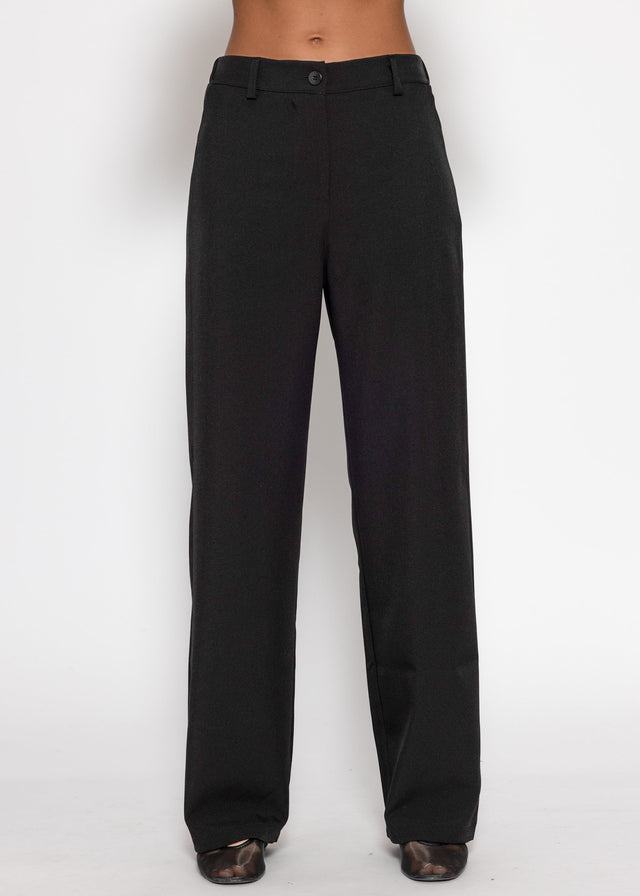 High Waist Hose mit geradem Bein - schwarz