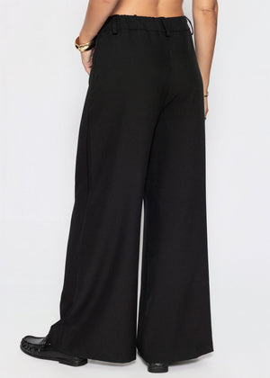 High Waist Hose mit weitem Bein - schwarz
