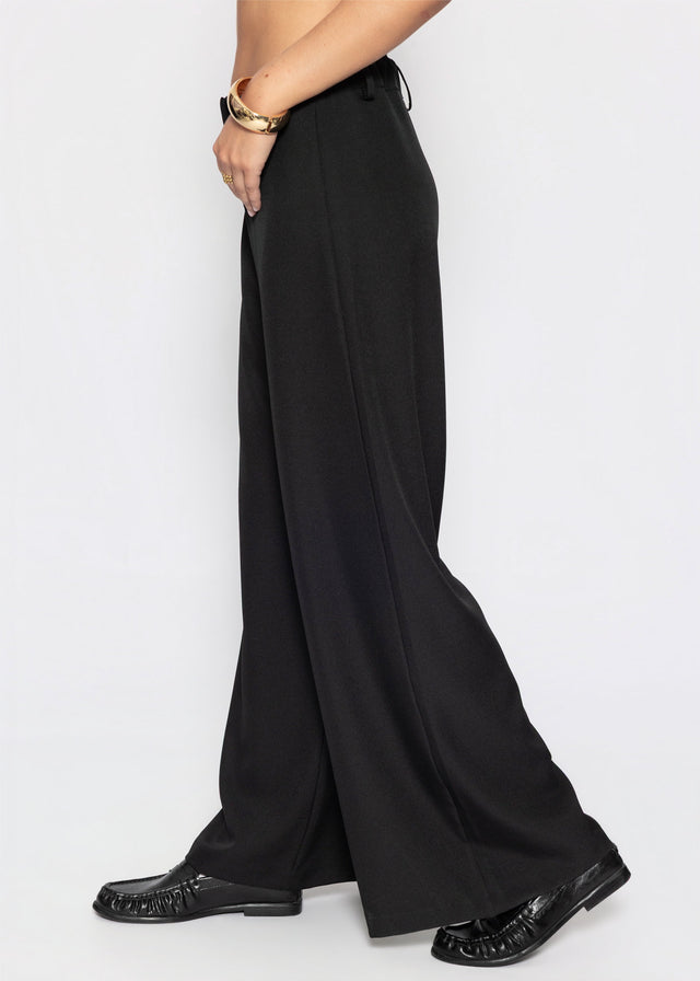 High Waist Hose mit weitem Bein - schwarz