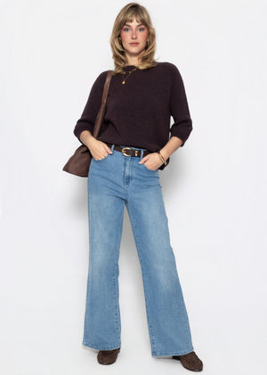 High Waist Jeans mit weitem Bein - hellblau