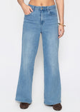 High Waist Jeans mit weitem Bein - hellblau