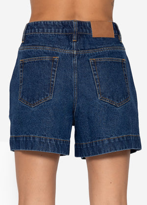 High Waist Jeans Shorts - dunkelblau