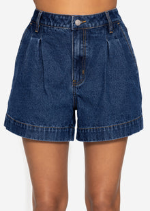 High Waist Jeans Shorts - dunkelblau