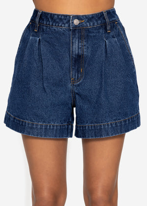 High Waist Jeans Shorts - dunkelblau
