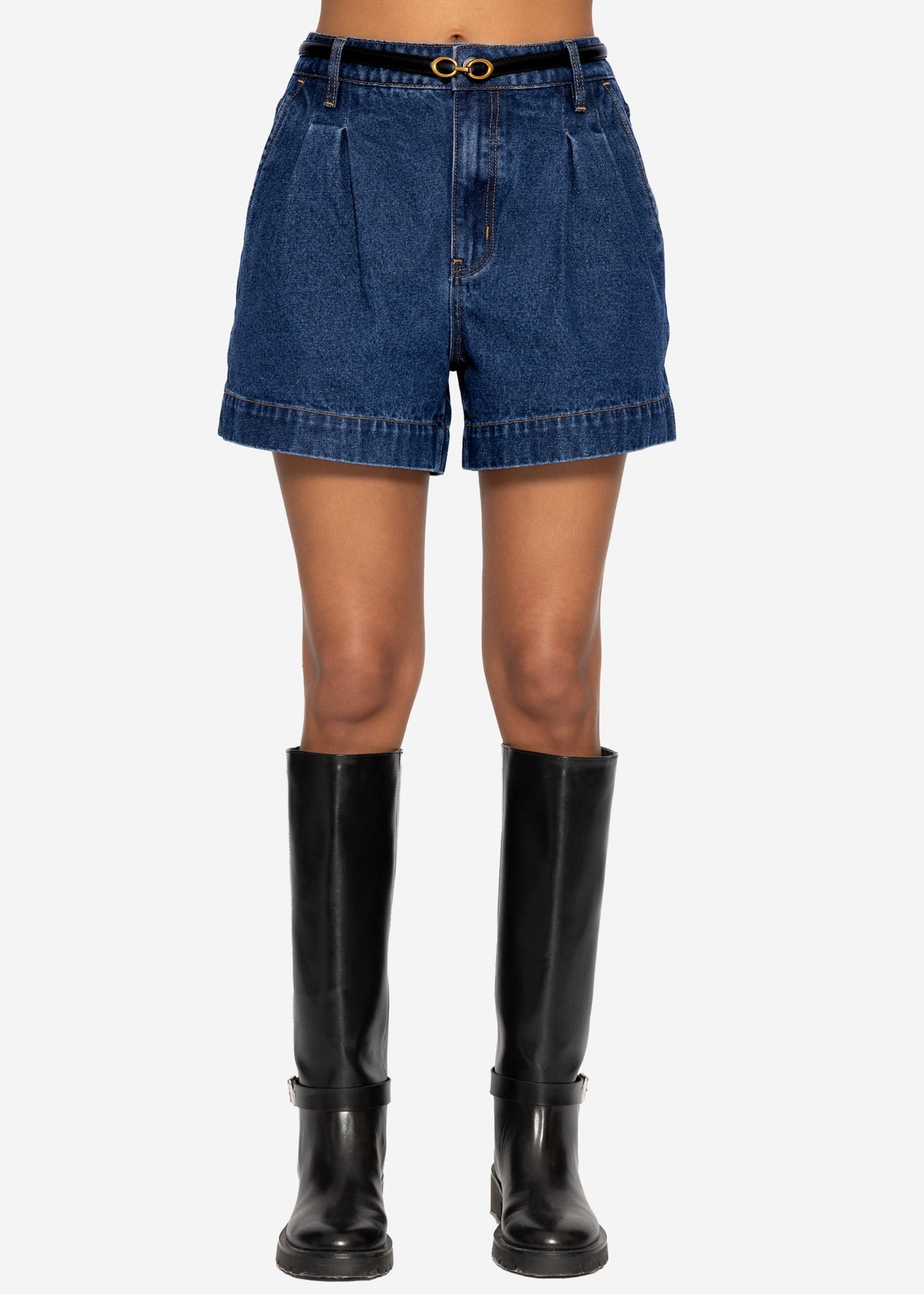 High Waist Jeans Shorts - dunkelblau