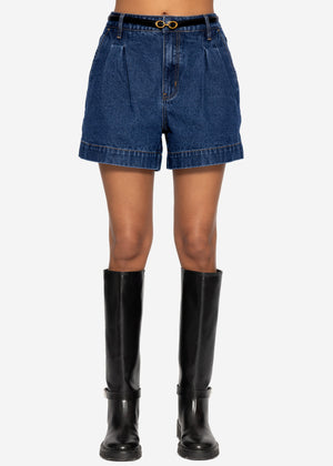 High Waist Jeans Shorts - dunkelblau