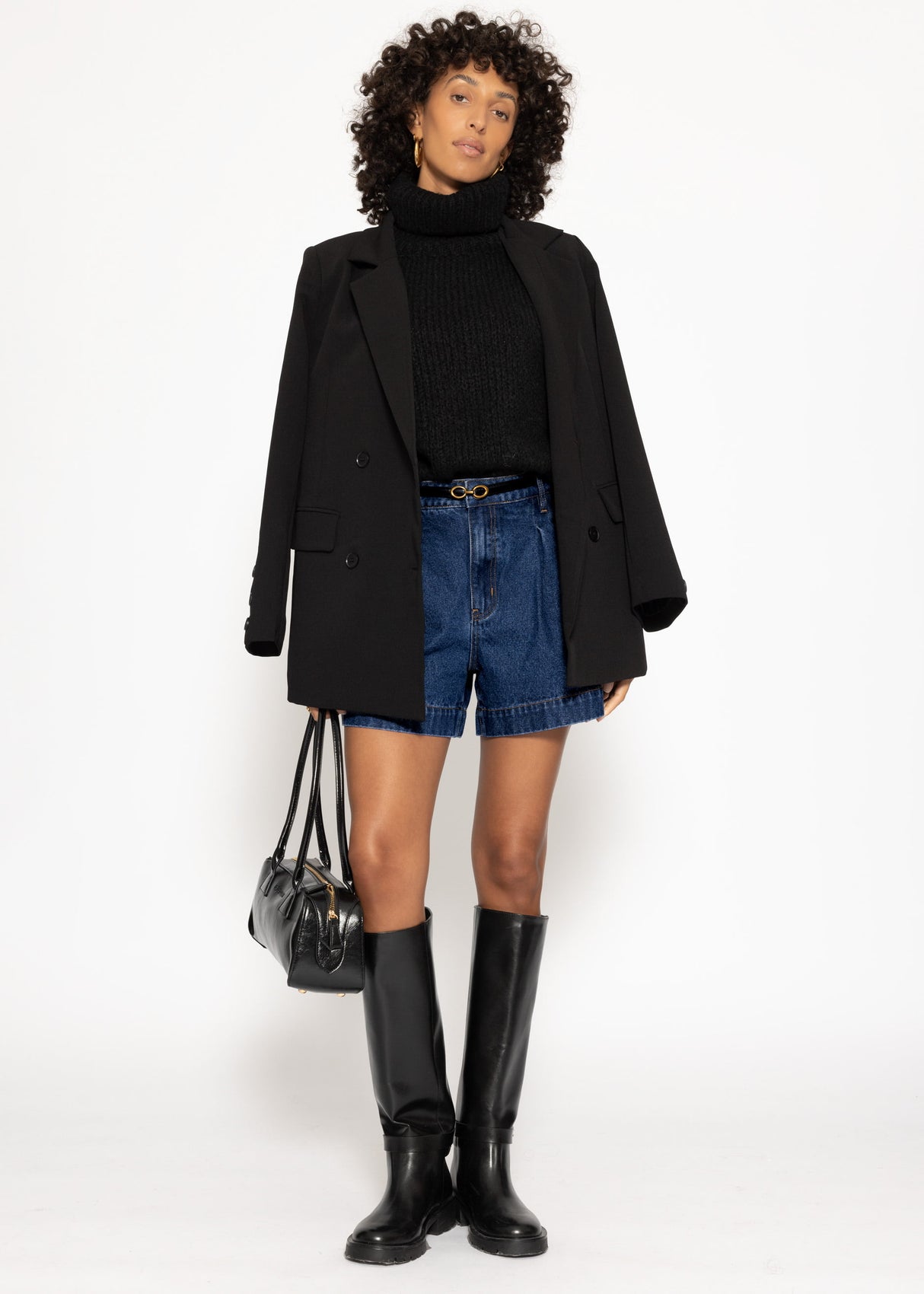 High Waist Jeans Shorts - dunkelblau