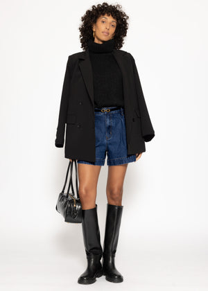 High Waist Jeans Shorts - dunkelblau
