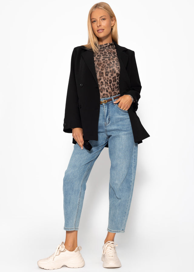 High-waisted tapered jeans - blue