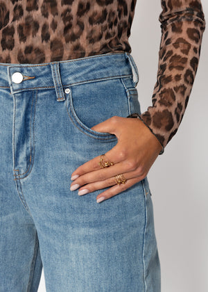 High-waisted carrot-cut jeans - blue