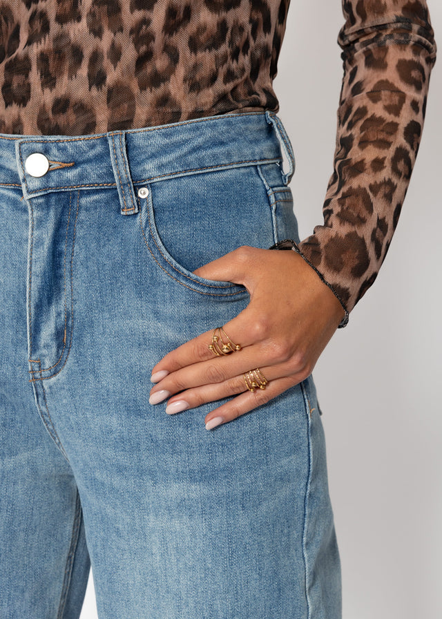 High-waisted tapered jeans - blue