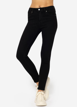 High waist push up jeans - black