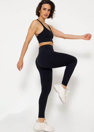High-waisted sports leggings - black