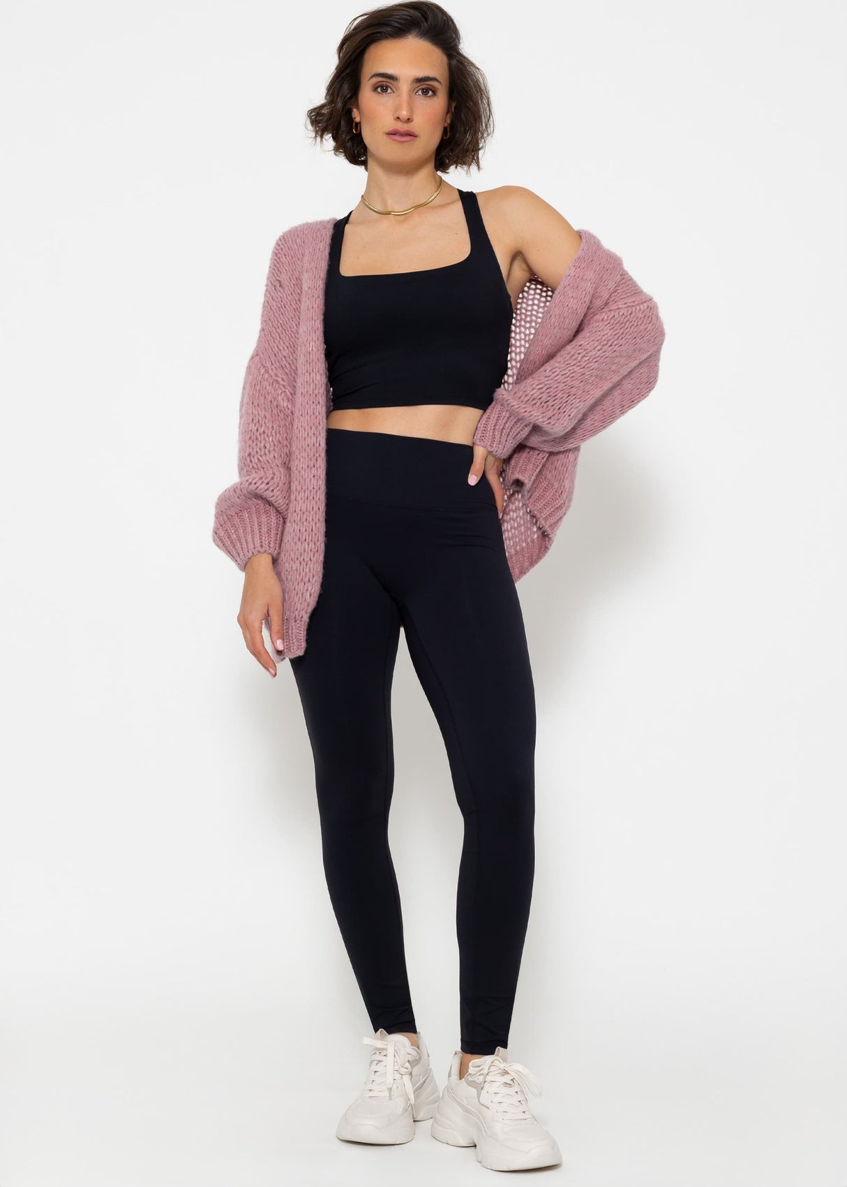 High-waisted sports leggings - black