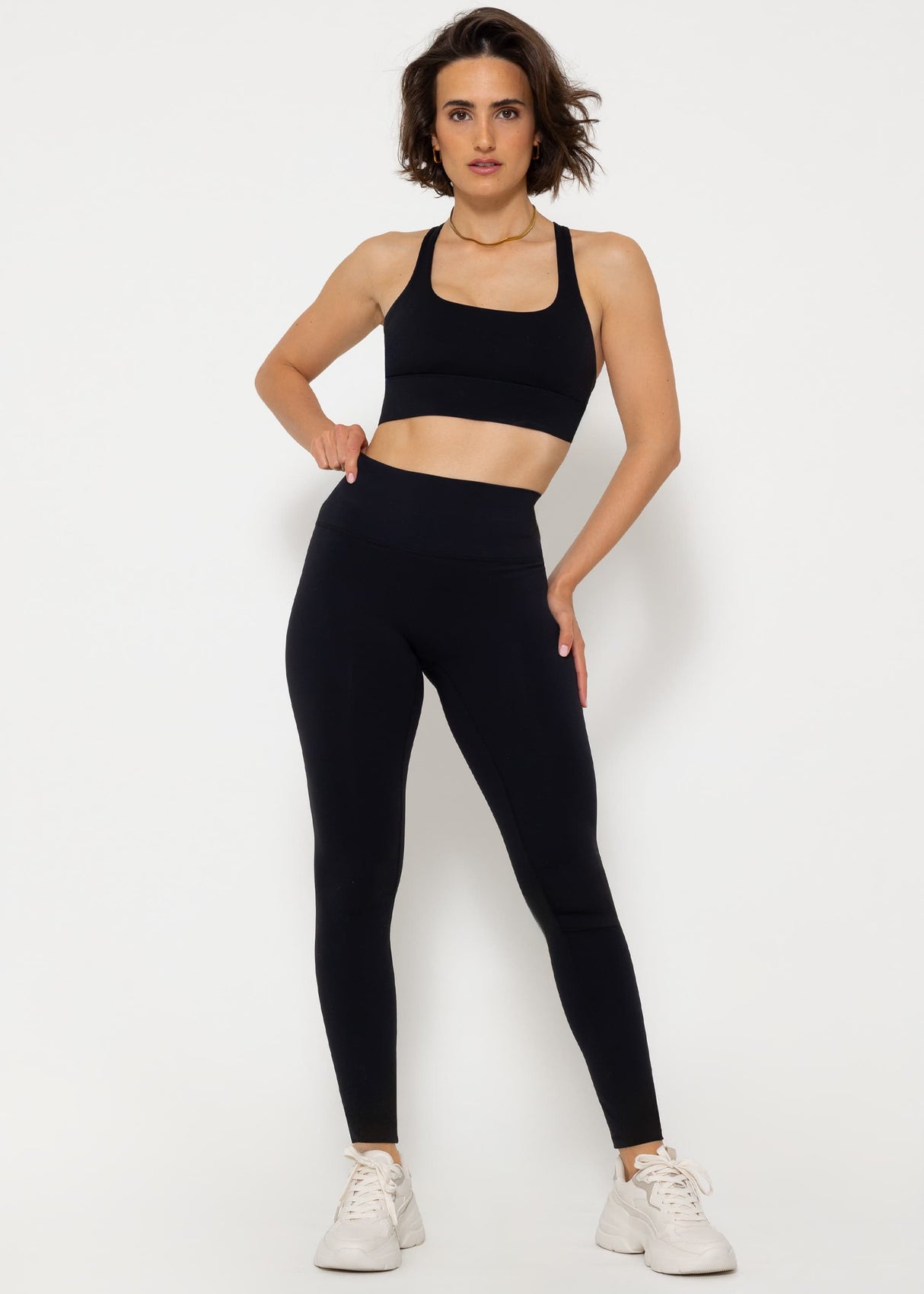 High-waisted sports leggings - black