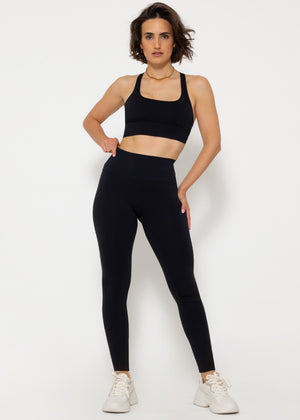 High-waisted sports leggings - black