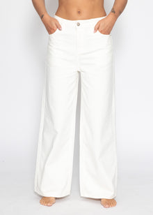 Highwaist Baumwoll-Hose mit weitem Bein - offwhite