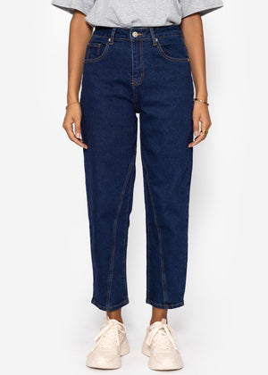 Highwaist Jeans mit Ziernaht - dunkelblau