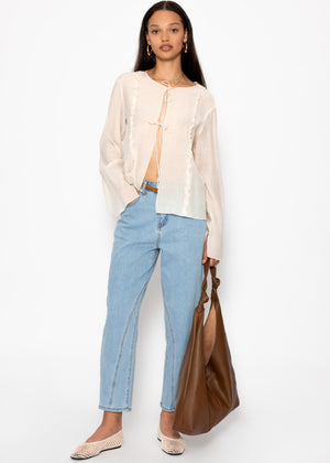 Highwaist Jeans mit Ziernaht - hellblau