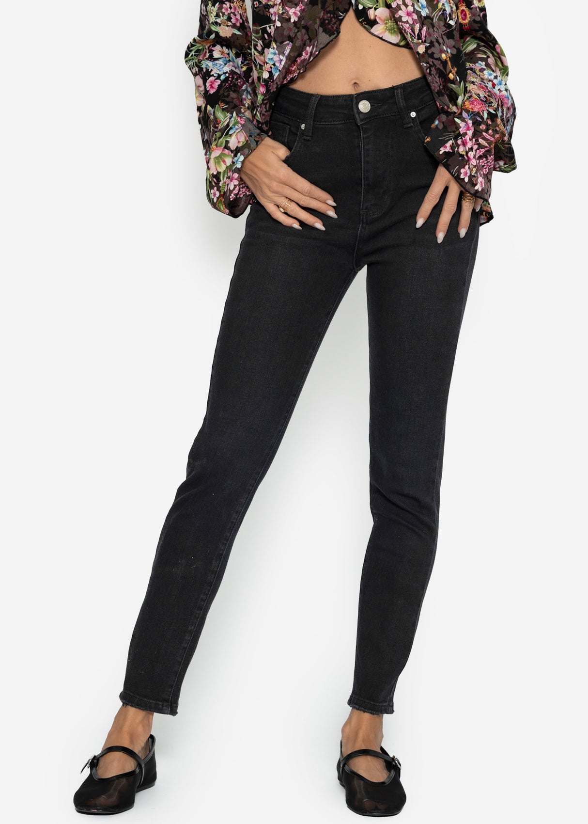 Highwaist Skinny Jeans - schwarz