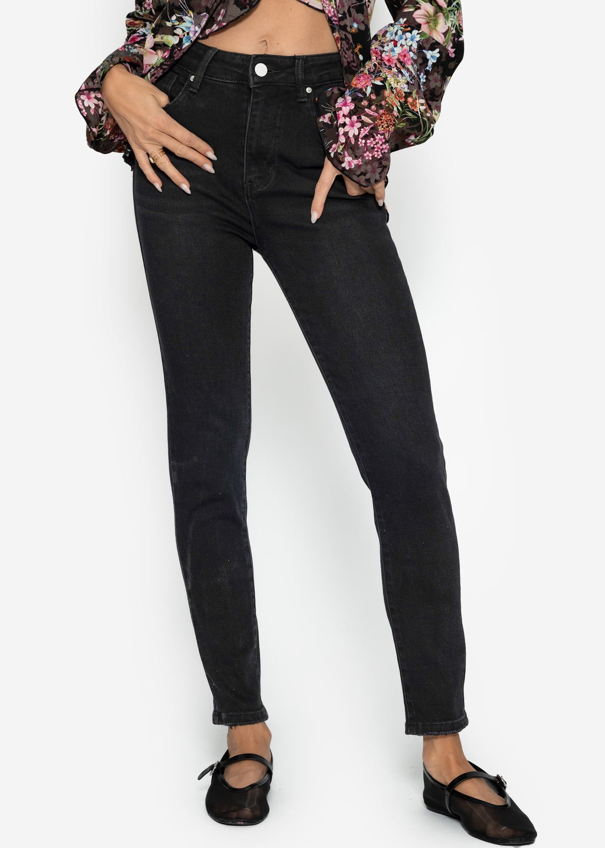 Highwaist Skinny Jeans - schwarz