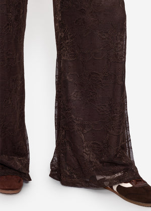 Lace pants with wide legs - brown