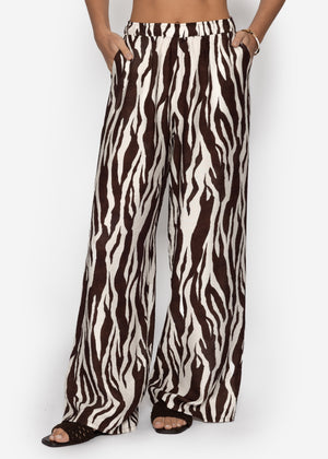 Hose in Viskose mit Zebra-Print - braun