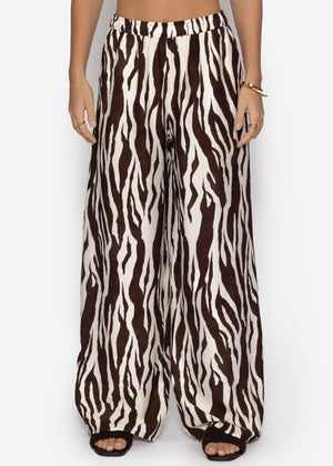 Hose in Viskose mit Zebra-Print - braun