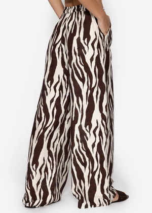 Hose in Viskose mit Zebra-Print - braun