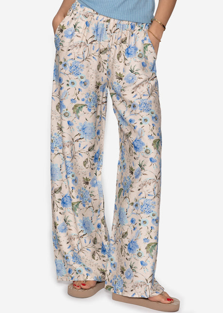 Hose mit Blümchendruck - beige-blau von SASSYCLASSY