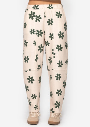 Hose mit Blumenprint - offwhite