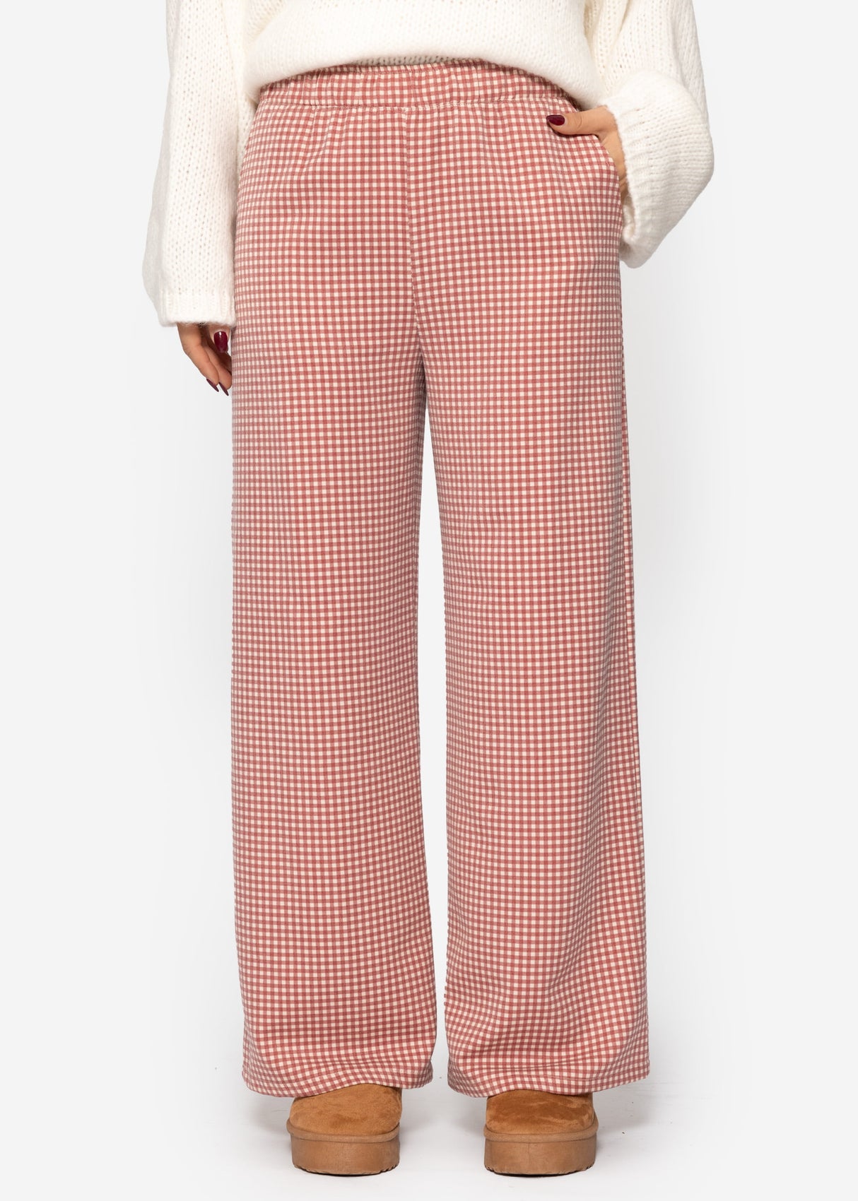 Hose mit Vichy-Print - rot