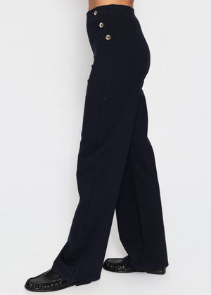 Trousers with decorative buttons - dark blue