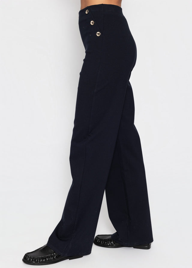 Trousers with decorative buttons - dark blue