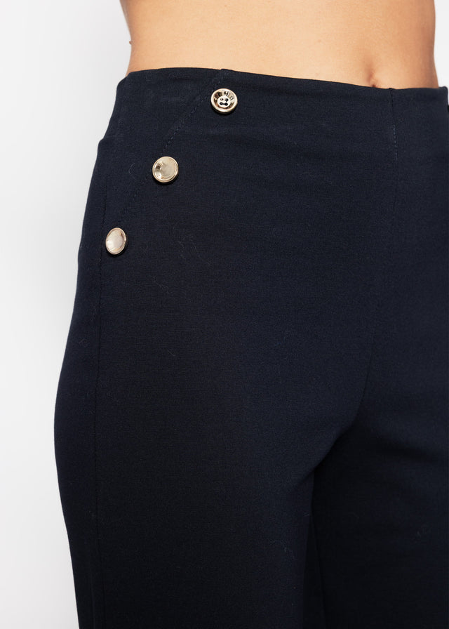 Trousers with decorative buttons - dark blue